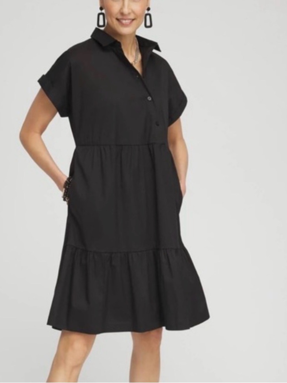 NWT Chico's Black Button-Front dress